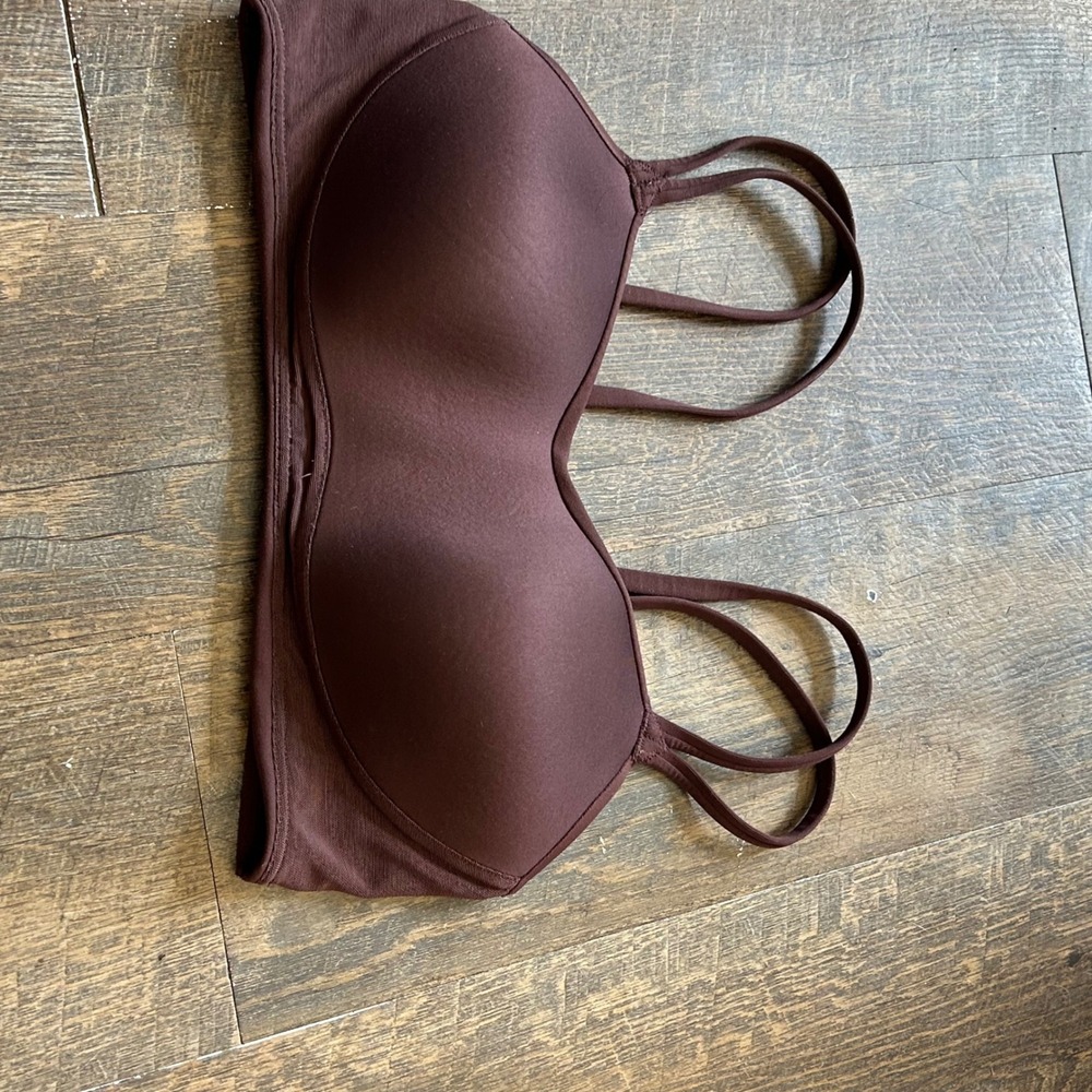 Nike Indy Light Support Sports Bra Dark Brown Double Strap Racerback Medium Yoga - Picture 5 of 7